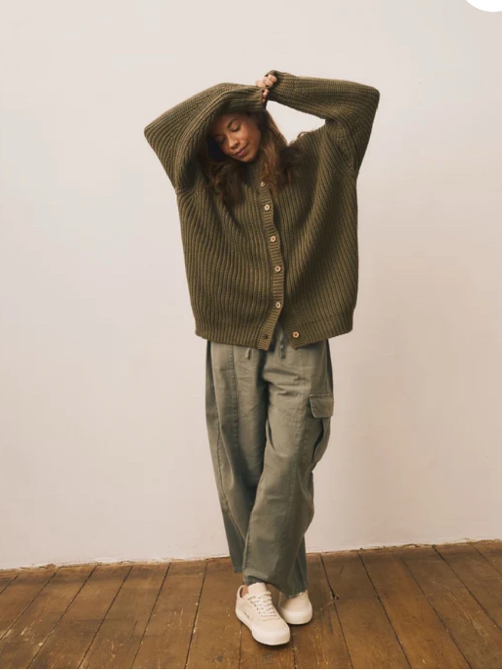 Women’s Beige Knit Button Cardigan Sweater